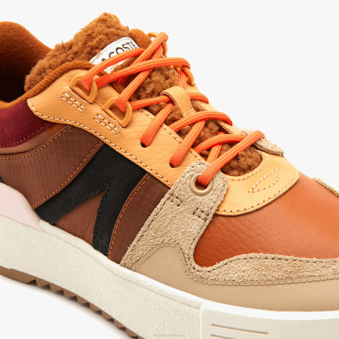 Women Lacoste V0ZN2729 Brown Pink 7E1 L002 Winter Leather Outdoor Shoes - Image 6