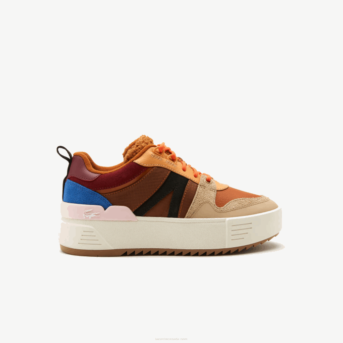 Women Lacoste V0ZN2729 Brown Pink 7E1 L002 Winter Leather Outdoor Shoes - Image 1