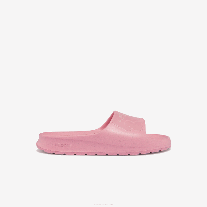 Women Lacoste V0ZN2733 Pink 13C Croco 2.0 Synthetic Logo Strap Slides - Image 1