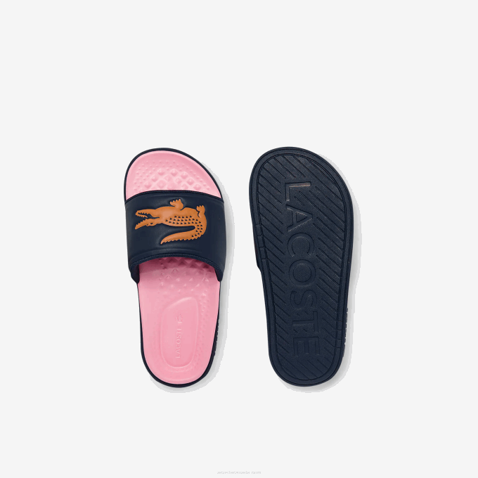 Women Lacoste V0ZN2736 Navy & Orange 325 Croco Dualiste Synthetic Slides - Image 4