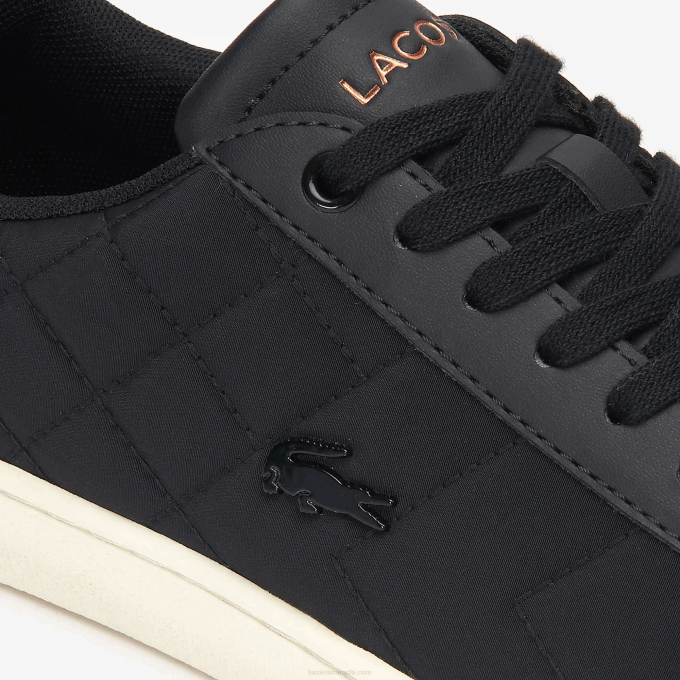 Women Lacoste V0ZN2737 Black & Off White 454 Carnaby Evo Quilted Sneakers - Image 6