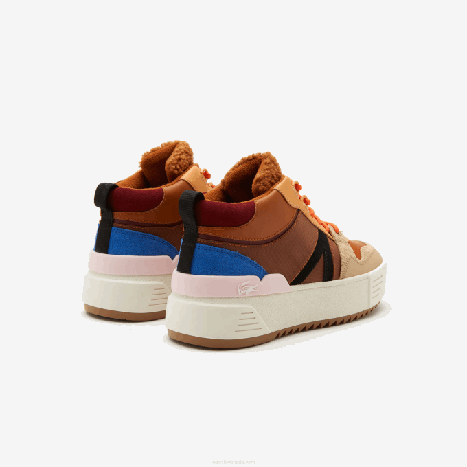 Women Lacoste V0ZN2738 Brown Pink 7E1 L002 Winter Mid Leather Outdoor Shoes - Image 3