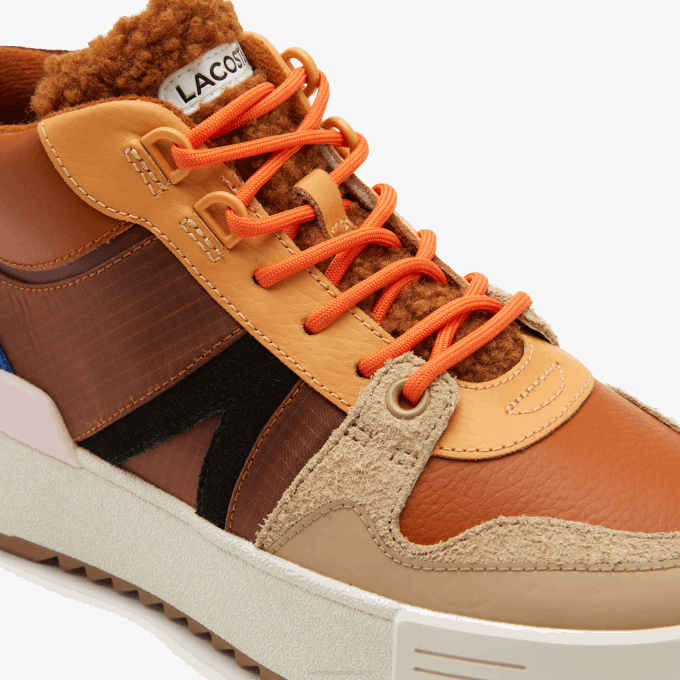 Women Lacoste V0ZN2738 Brown Pink 7E1 L002 Winter Mid Leather Outdoor Shoes - Image 6