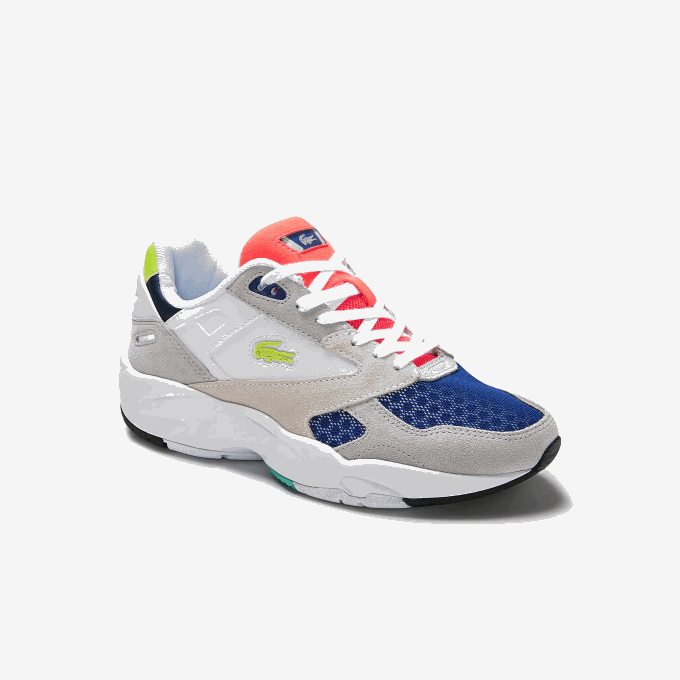 Women Lacoste V0ZN2740 Light Grey & Light Green LG1 Storm 96 LO Colorblock Textile Sneakers - Image 1