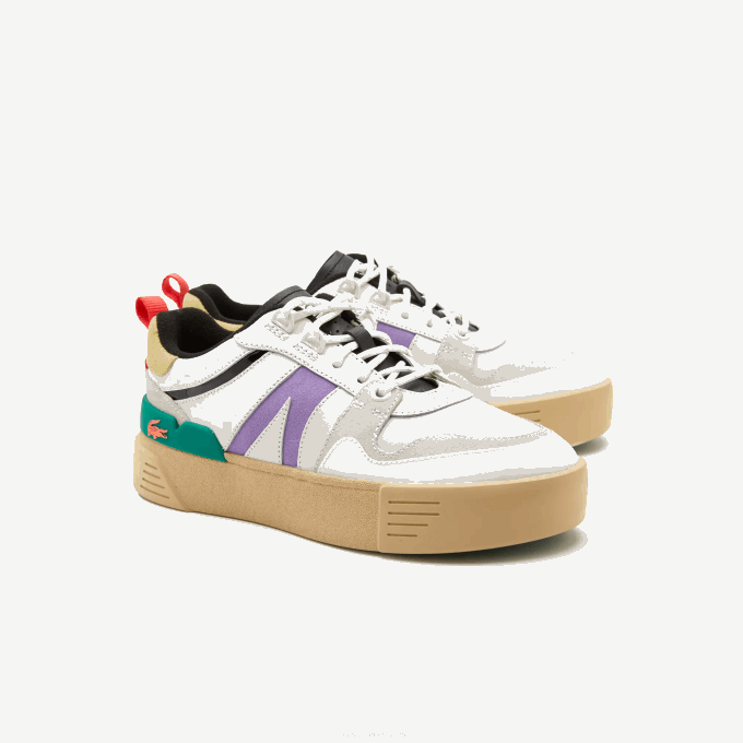 Women Lacoste V0ZN2741 White/Green 082 L002 Leather and Suede Color-Pop Sneakers - Image 2