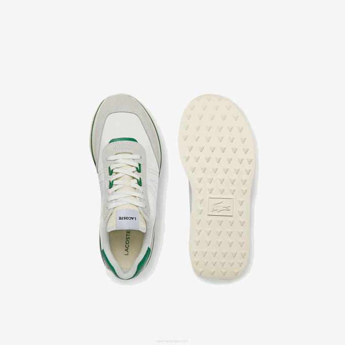 Women Lacoste V0ZN2743 White/Green 082 L-Spin Textile Gold Accent Sneakers - Image 4