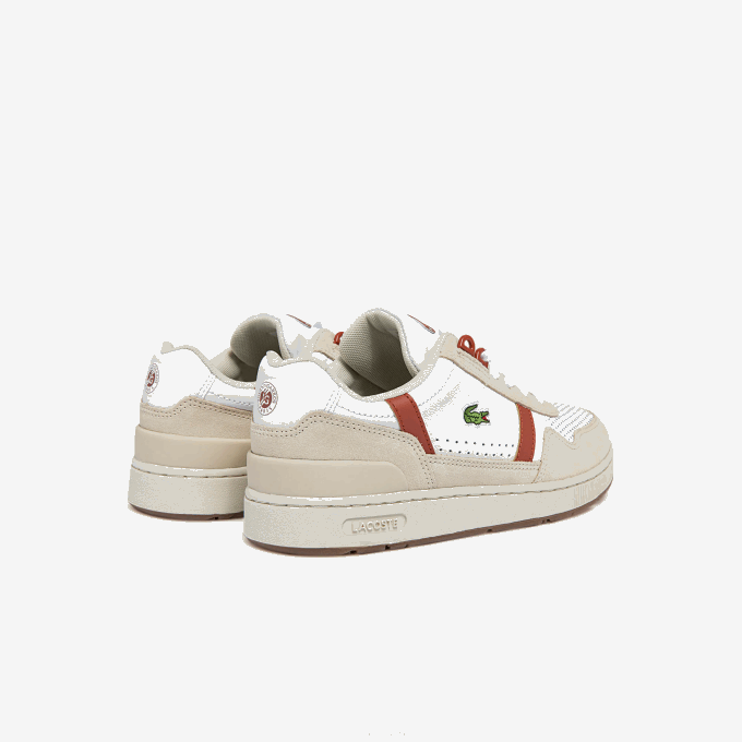 Women Lacoste V0ZN2746 White & Brown 385 T-Clip Roland-Garros Sneakers - Image 2