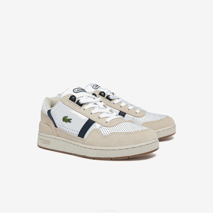 Women Lacoste V0ZN2747 White & Navy 042 T-Clip Roland-Garros Sneakers - Image 2