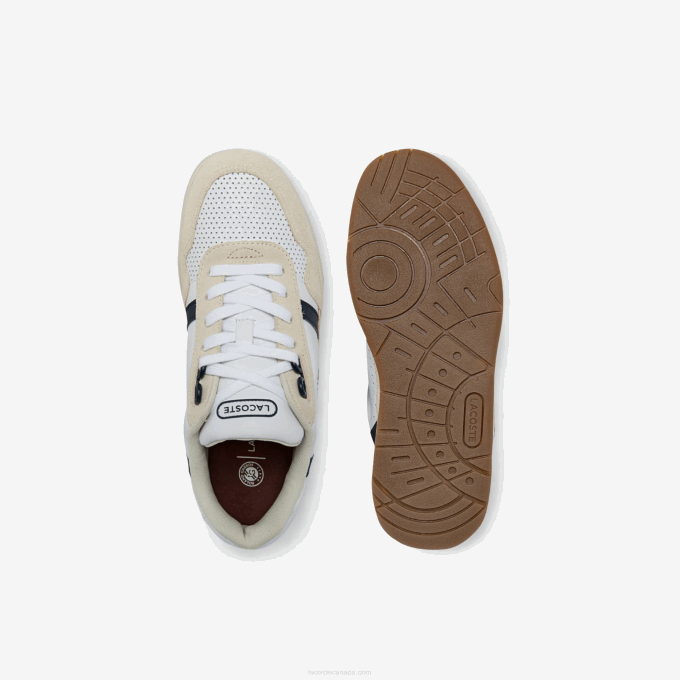Women Lacoste V0ZN2747 White & Navy 042 T-Clip Roland-Garros Sneakers - Image 4