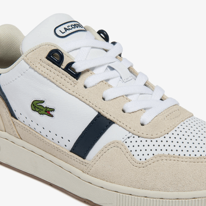 Women Lacoste V0ZN2747 White & Navy 042 T-Clip Roland-Garros Sneakers - Image 6
