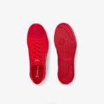 Women Lacoste V0ZN2748 Red Red RR1 Gripshot Canvas Tonal Sneakers - Image 4
