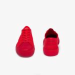 Women Lacoste V0ZN2748 Red Red RR1 Gripshot Canvas Tonal Sneakers - Image 5