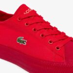 Women Lacoste V0ZN2748 Red Red RR1 Gripshot Canvas Tonal Sneakers - Image 6