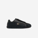 Women Lacoste V0ZN2757 Black 02H Graduate Leather Metallic Detailing Sneakers