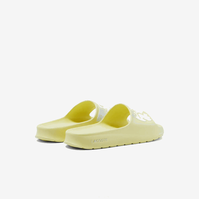 Women Lacoste V0ZN2759 Light Yellow & White 241 Croco 2.0 Synthetic Logo Strap Slides - Image 3