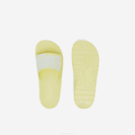 Women Lacoste V0ZN2759 Light Yellow & White 241 Croco 2.0 Synthetic Logo Strap Slides - Image 4