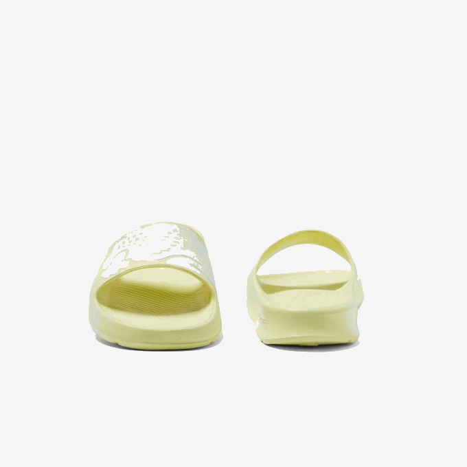 Women Lacoste V0ZN2759 Light Yellow & White 241 Croco 2.0 Synthetic Logo Strap Slides - Image 5