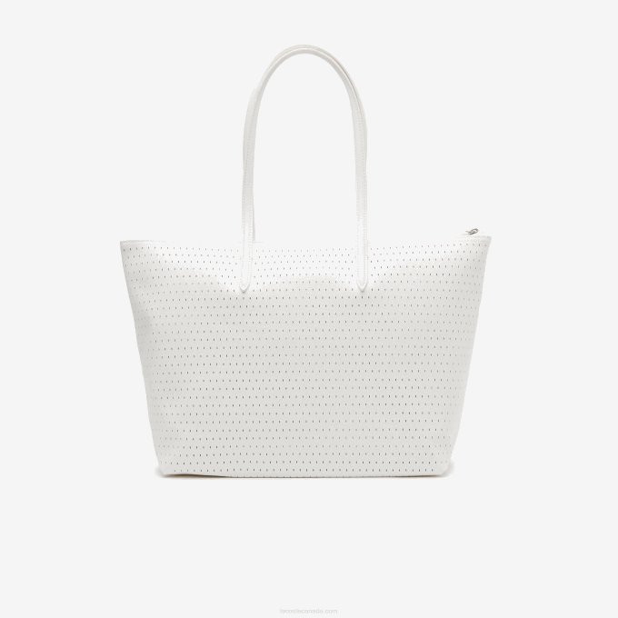 Women Lacoste V0ZN2761 Farine A56 L.12.12 Large Perforated Tote - Image 2