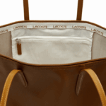 Women Lacoste V0ZN2768 Golden Brown 397 L.12.12 Concept Zip Tote Bag - Image 3