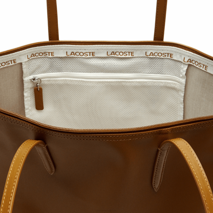 Women Lacoste V0ZN2768 Golden Brown 397 L.12.12 Concept Zip Tote Bag - Image 3