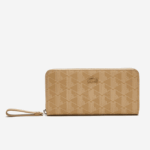 Women Lacoste V0ZN2773 Viennois Beige L01 Monogram Print Zip Wallet