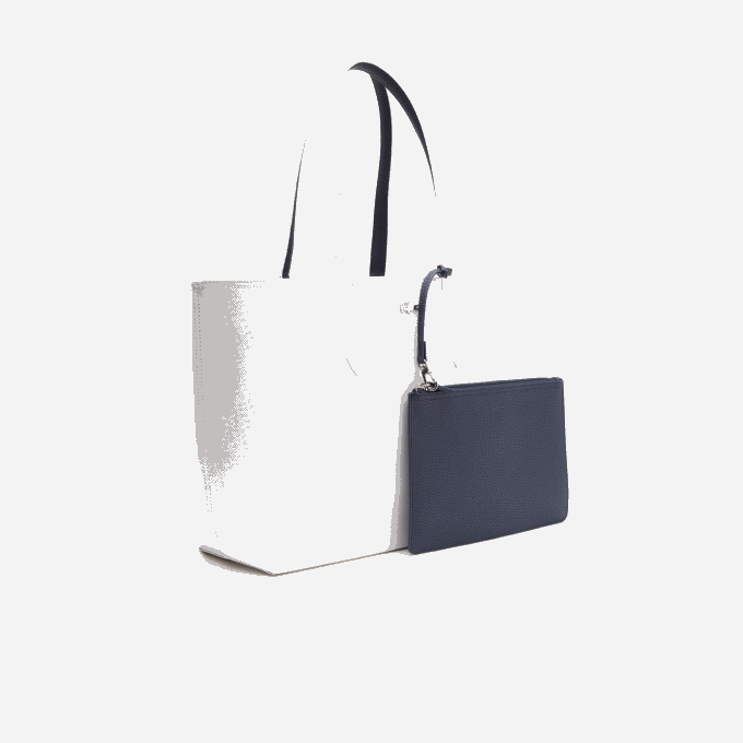 Women Lacoste V0ZN2776 Farine Blue Nuit L44 Anna Reversible Bicolor Tote Bag - Image 3