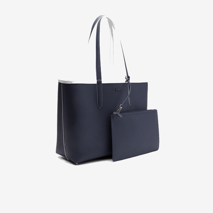 Women Lacoste V0ZN2776 Farine Blue Nuit L44 Anna Reversible Bicolor Tote Bag - Image 7
