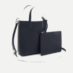 Women Lacoste V0ZN2780 Farine Blue Nuit L44 Anna Reversible Coated Canvas Tote Bag - Image 5