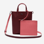 Women Lacoste V0ZN2781 Perylene Amaryllis G45 Anna Reversible Coated Canvas Tote Bag