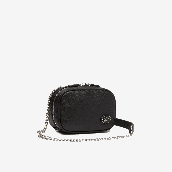 Women Lacoste V0ZN2788 Black 000 Top Grain Leather Square Shoulder Bag - Image 3