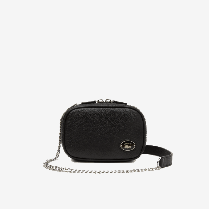 Women Lacoste V0ZN2788 Black 000 Top Grain Leather Square Shoulder Bag - Image 1