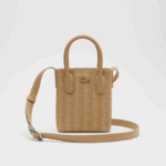 Women Lacoste V0ZN2790 Viennois Beige L01 Monogram Print Mini Satchel