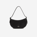 Women Lacoste V0ZN2791 Black 000 Top Grain Leather Halfmoon Bag