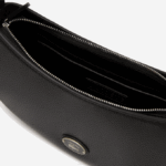 Women Lacoste V0ZN2791 Black 000 Top Grain Leather Halfmoon Bag - Image 3