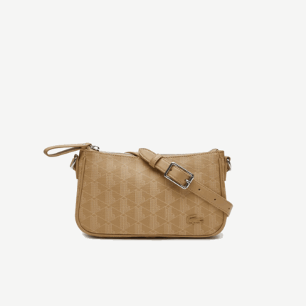 Women Lacoste V0ZN2801 Viennois Beige L01 Monogram Print Crossbody Bag