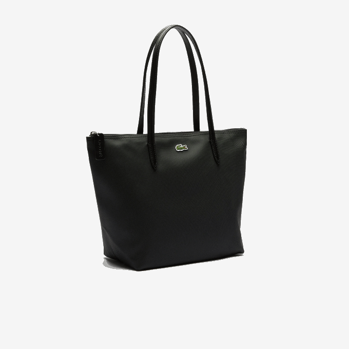 Women Lacoste V0ZN2804 Black 000 L.12.12 Concept Small Zip Tote Bag - Image 5