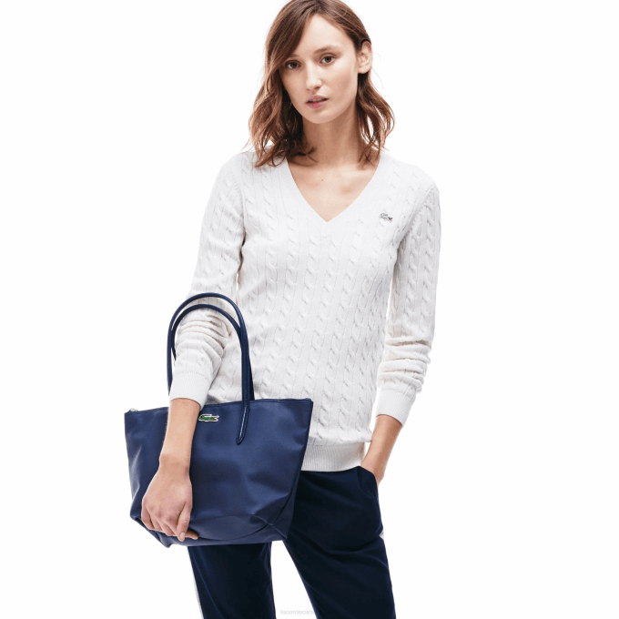 Women Lacoste V0ZN2804 Black 000 L.12.12 Concept Small Zip Tote Bag - Image 7