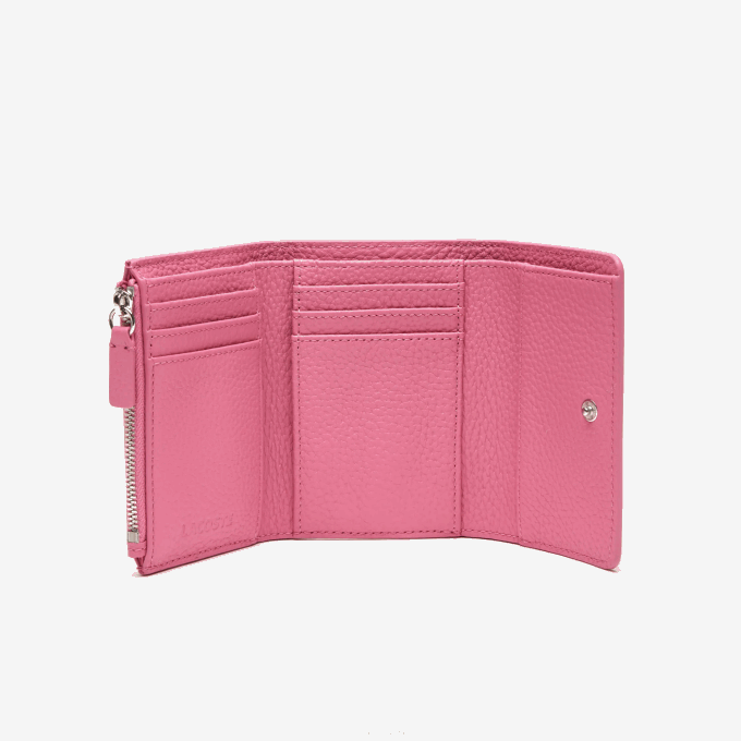 Women Lacoste V0ZN2807 Reseda L39 Top Grain Leather Flap Close Wallet - Image 2