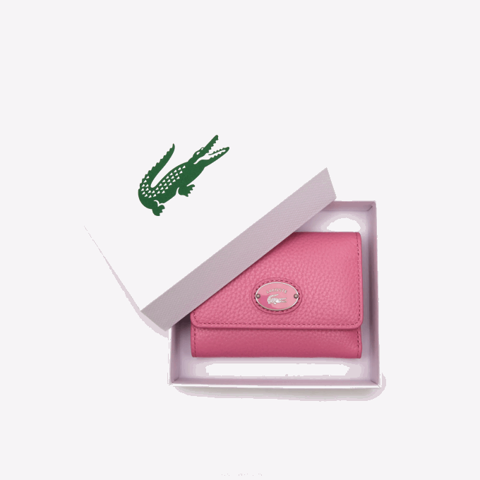 Women Lacoste V0ZN2807 Reseda L39 Top Grain Leather Flap Close Wallet - Image 3