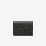 Women Lacoste V0ZN2808 Black 000 Top Grain Leather Flap Close Wallet