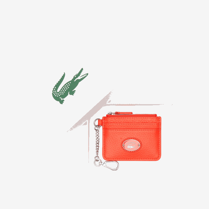 Women Lacoste V0ZN2809 Corrida L41 Snap Hook Grained Leather Card Holder - Image 4