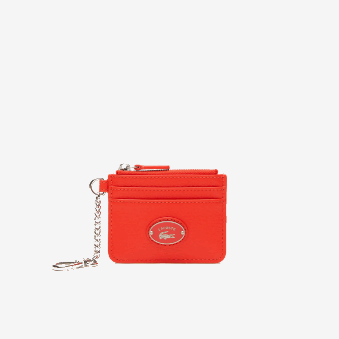 Women Lacoste V0ZN2809 Corrida L41 Snap Hook Grained Leather Card Holder - Image 1