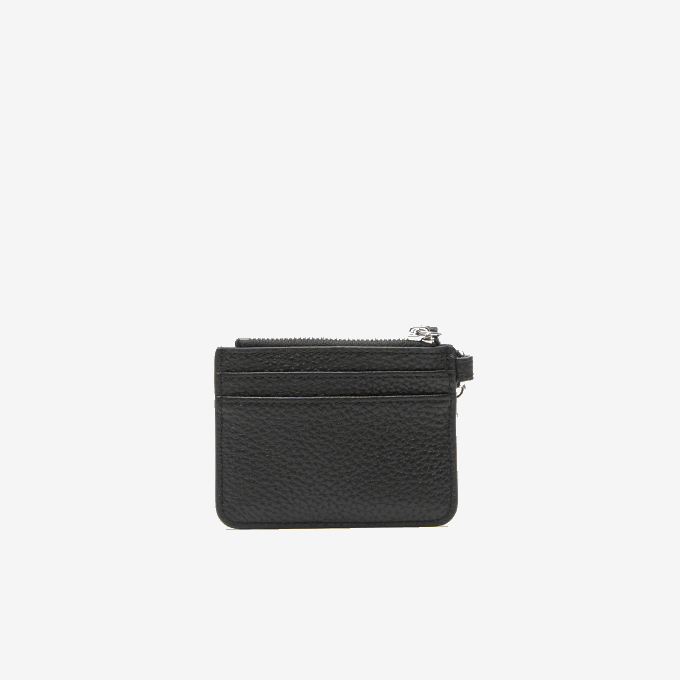 Women Lacoste V0ZN2810 Black 000 Snap Hook Grained Leather Card Holder - Image 2