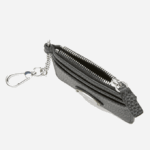 Women Lacoste V0ZN2810 Black 000 Snap Hook Grained Leather Card Holder - Image 3