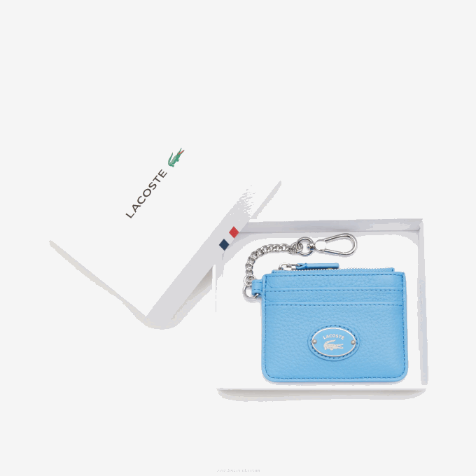 Women Lacoste V0ZN2811 Argentine 213 Snap Hook Grained Leather Card Holder - Image 3