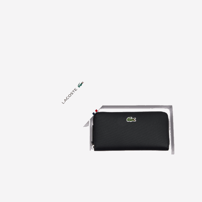 Women Lacoste V0ZN2813 Black 000 L.12.12 Concept Petit Pique 12 Card Zip Wallet - Image 3