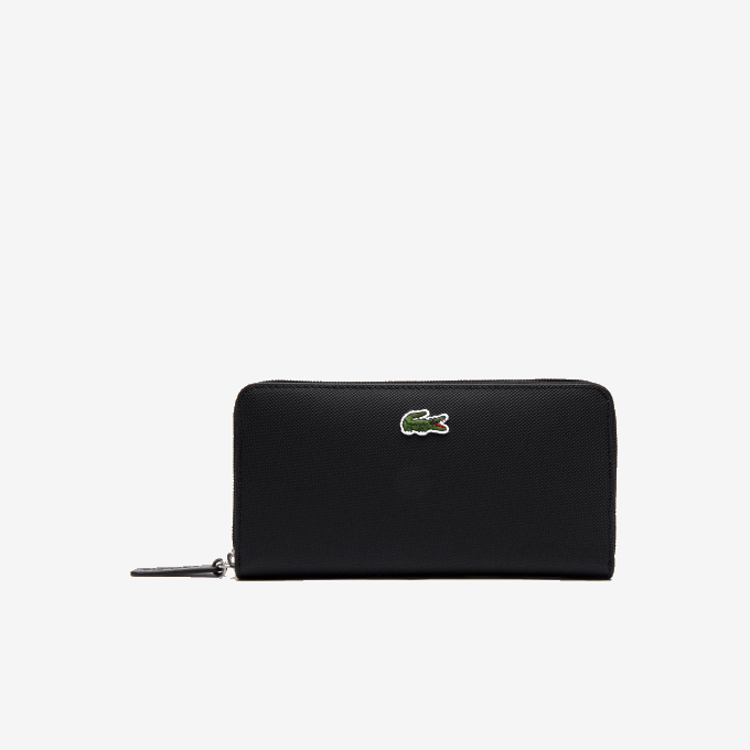 Women Lacoste V0ZN2813 Black 000 L.12.12 Concept Petit Pique 12 Card Zip Wallet - Image 1