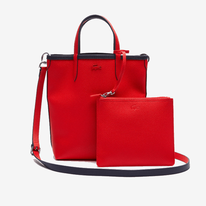 Women Lacoste V0ZN2818 Marine 166 Rouge 240 B50 Anna Reversible Coated Canvas Tote Bag - Image 5