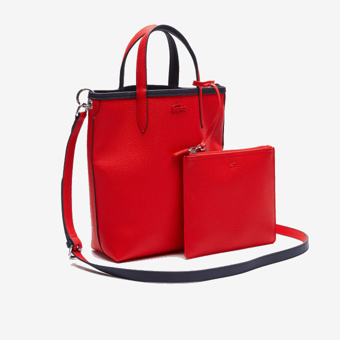 Women Lacoste V0ZN2818 Marine 166 Rouge 240 B50 Anna Reversible Coated Canvas Tote Bag - Image 7