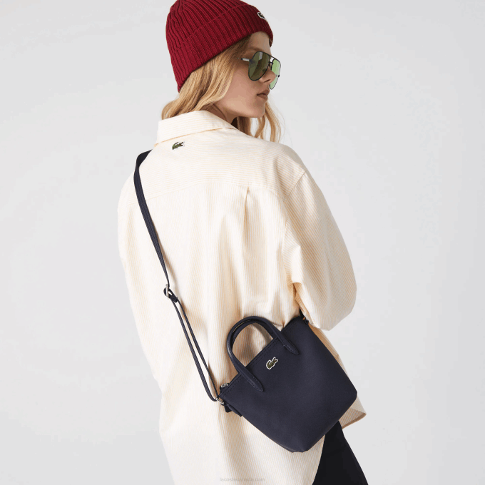 Women Lacoste V0ZN2819 Eclipse 141 L.12.12 Concept Petit Pique Coated Canvas Mini Zip Tote Bag - Image 1